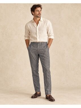 J Crew The Sutton Linen Cotton Straight Taper Blue Men’s Pants Chinos Sz 34/34